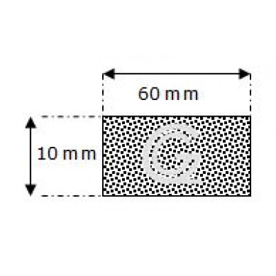 Rechthoekig mosrubber snoer | 10 x 60 mm | per meter